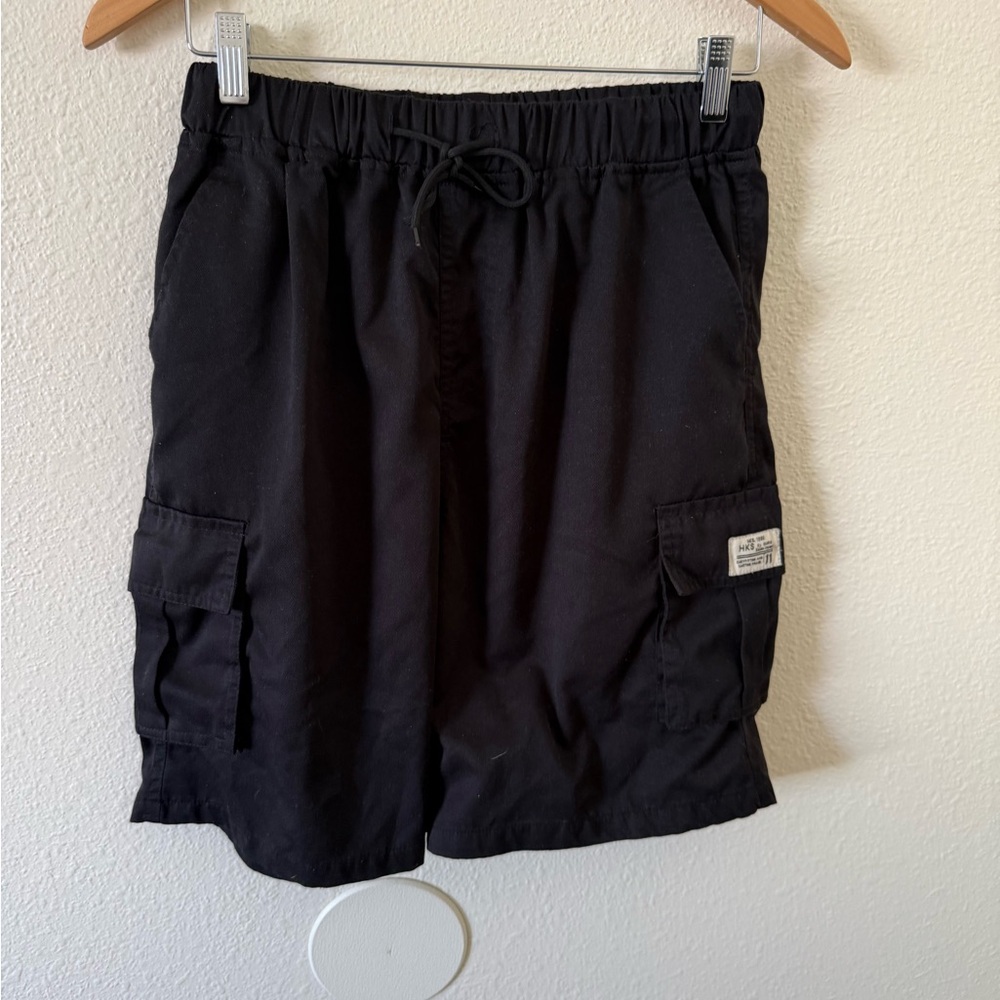 HKS 1980 Men's Cargo Shorts Size M Black Drawstring Easy Fitting